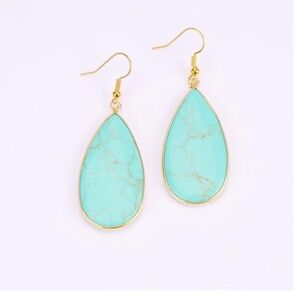 BaubleStar Turquoise Style Stone Earrings Statement Teardrop Dangle Earrings